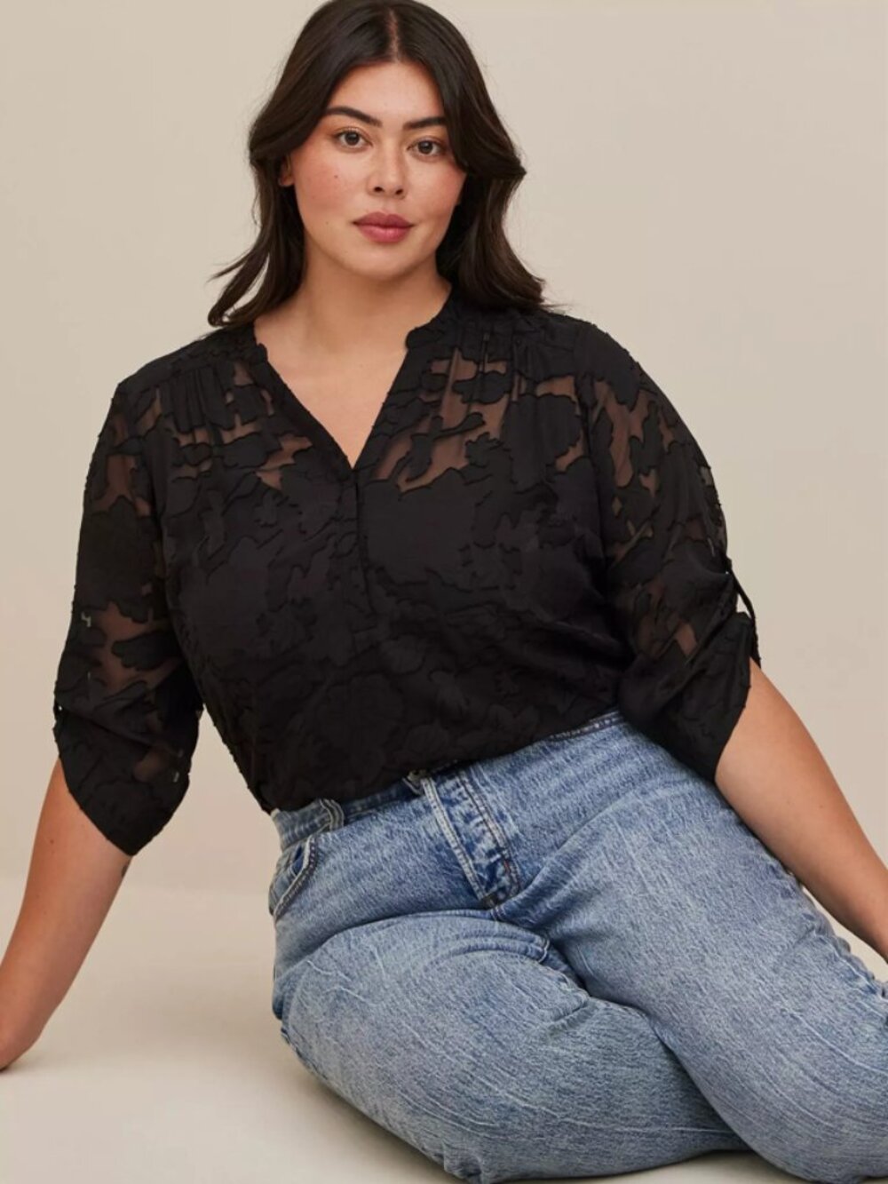 Torrid Harper Chiffon Sheer Floral Blouse | Size 5 (5X) | 3/4 Sleeve